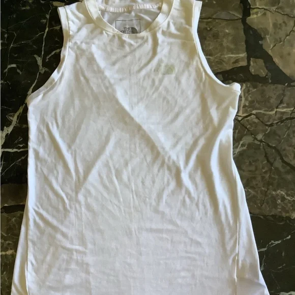 The north face women’s white sleeveless logo front tee shirt tank size xs - Picture 5 of 6